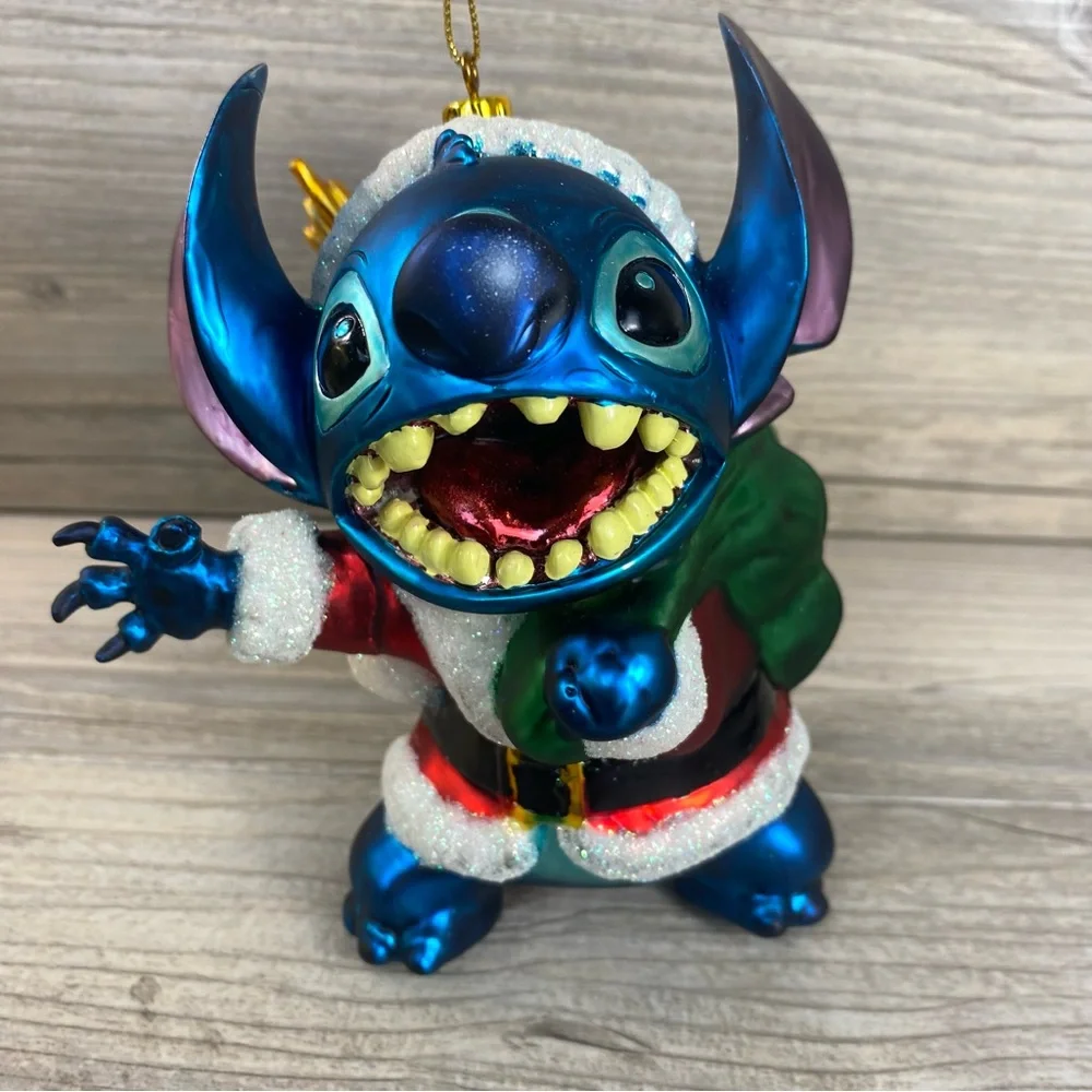 Limited Edition Walt Disney World Stitch 3D Glass Ornament Santa Claus Stitch